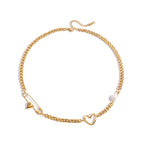 2H Paperclip Pearl Necklace Design Clavicle Chain Stainless Steel Jewelry