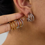 2H Stainless Steel Geometric Stud Earrings for Women Non-Fading Ear Jewelry Accessories