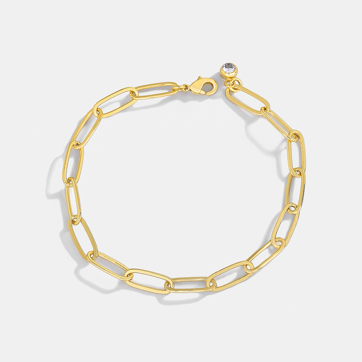 B0050 Minimalist Loop Chain Thick Chain Inlaid Diamond Bracelet for Women Simple Cool Style