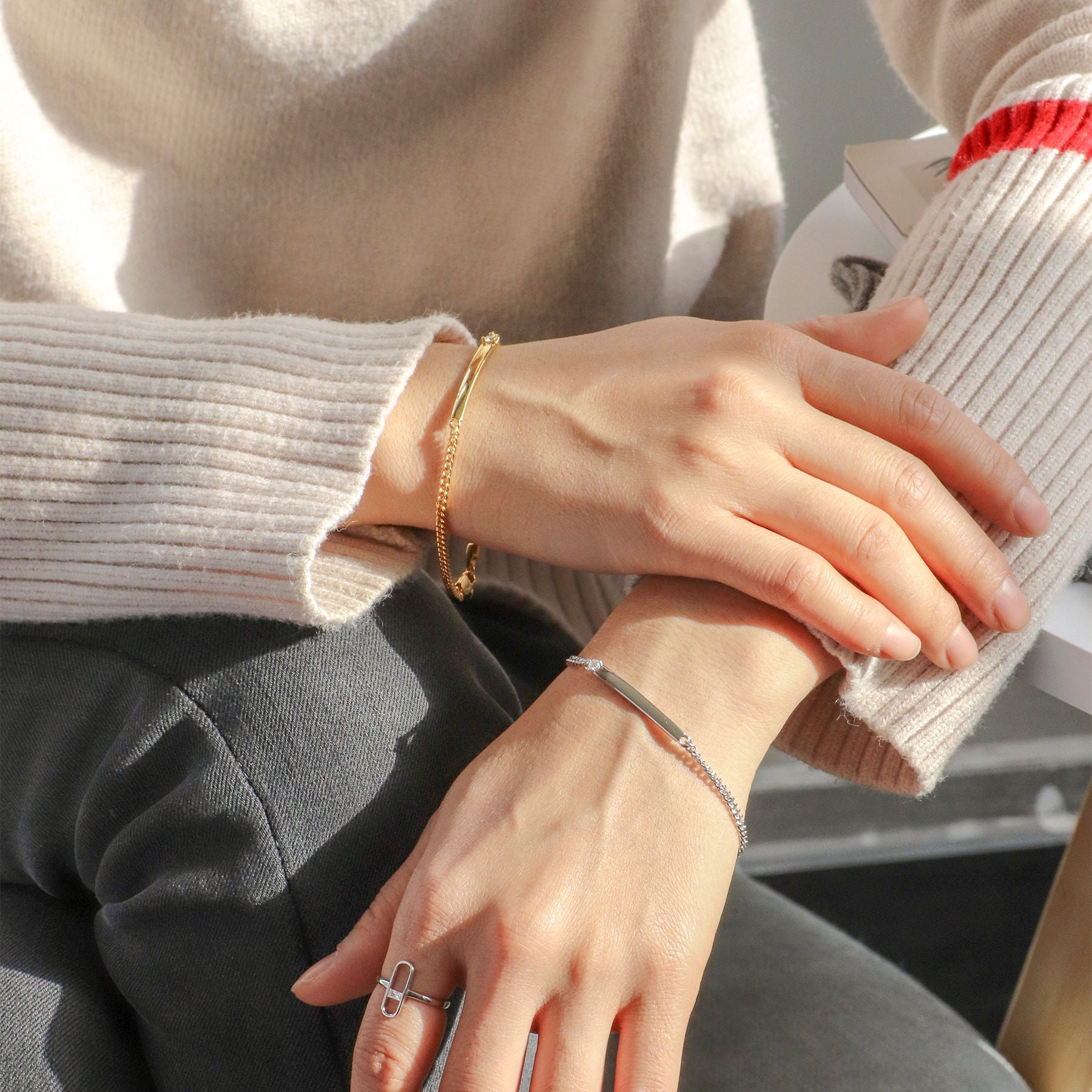 B0061gold Diamond-encrusted Cuban Chain Bracelet Female fashion Couple Bracelet Student Jewelry Gift