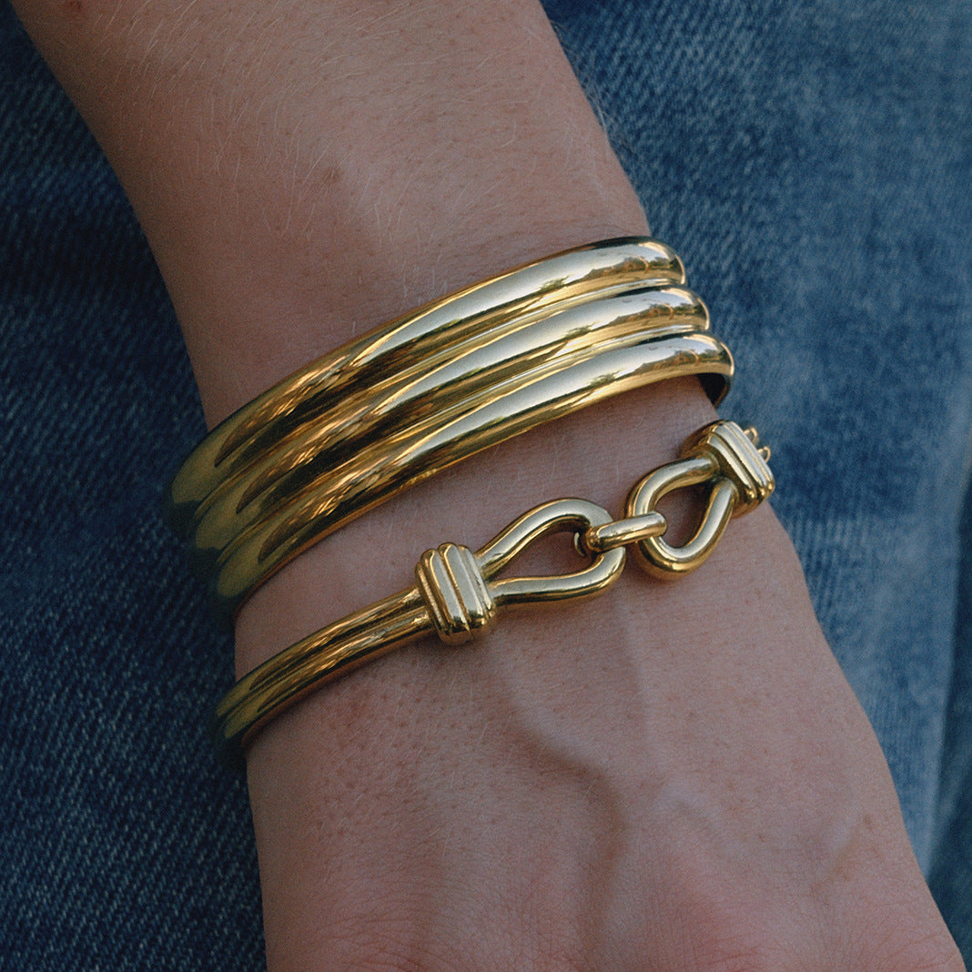 18k Gold Bracelet Non-Fading Stainless Steel Jewelry Bracelet with Clasp