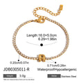 Gold-Plated Stainless Steel Initial Cubic Zirconia Bracelet — product view — jewelry finish and design detail