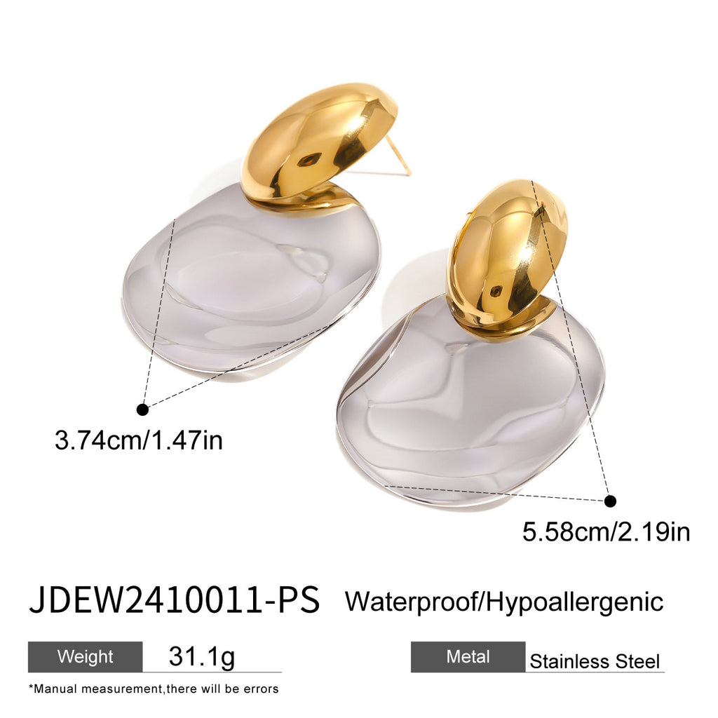 2H Stainless Steel Color Block Exaggerated Earrings Studs Jewelry Accessories earrings