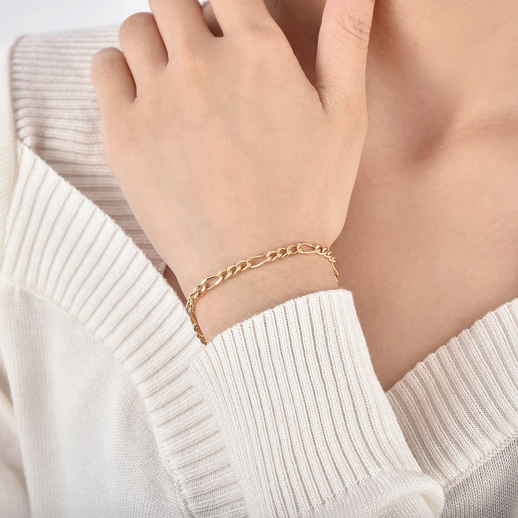 B0046  Fashion Figaro Chain Bracelet Jewelry New Arrival Bracelet Brass Gold Plated Bracelet Female