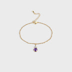 B0099 Red and Purple Two-tone Glass Inlaid Zircon Bracelet for Women Simple Design