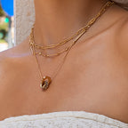 Rhinestone Circle Bead Necklace Accessories for Women Collarbone Chain Non-Fading Stainless Steel Jewelry