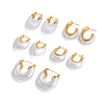 Stainless Steel Resin Imitation Pearl Earrings Ear Buckle Jewelry Does Not Fade