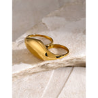 18k Gold Stainless Steel Chubby Smooth Double Finger Ring Design Sense Large Smooth Ring for Women