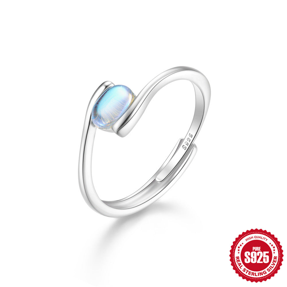 New Product S925Sterling Silver Ring Japanese and Korean Design Sense Geometric Zircon Ring Fashion Open Index Finger Ring