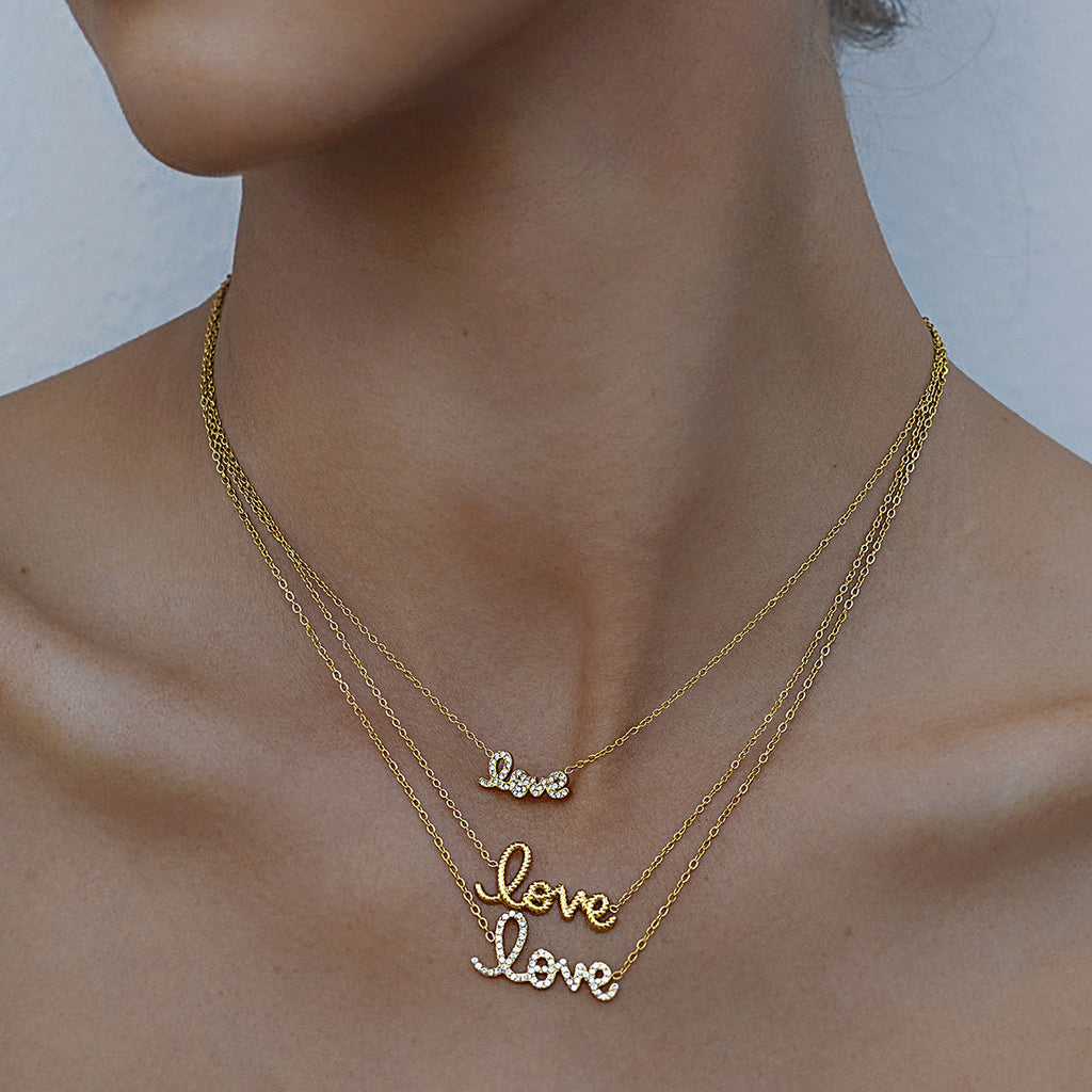 Stainless Steel Letter Necklace Diamond Clavicle Chain Necklace necklace