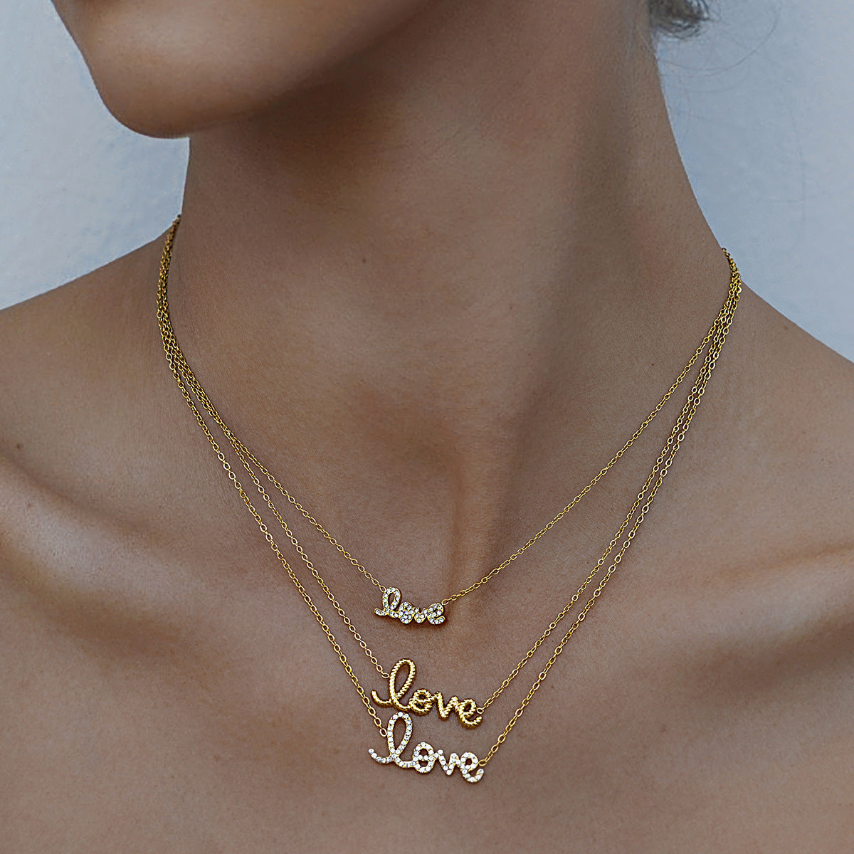 Stainless Steel Letter Necklace Diamond Clavicle Chain Necklace necklace