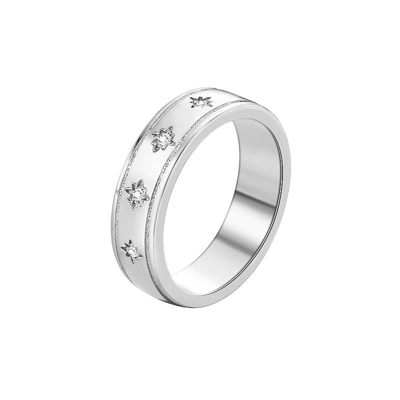 R0578 French Minimalist Monochrome Retro Design Ring for Women Fashion Micro Pave Zircon Ring