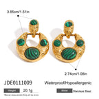 Malachite Earrings Non-Fading Ear Jewelry Stainless Steel Accessories