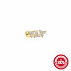 S925Sterling Silver Flat Push Piercing Zircon Earrings Fan-shaped Tassel Ear Jewelry Ear Cuff