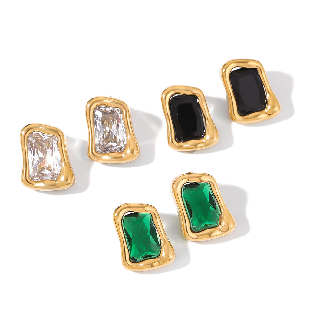 Zircon Earrings Vintage Stainless Steel Jewelry for Women Non-Fading