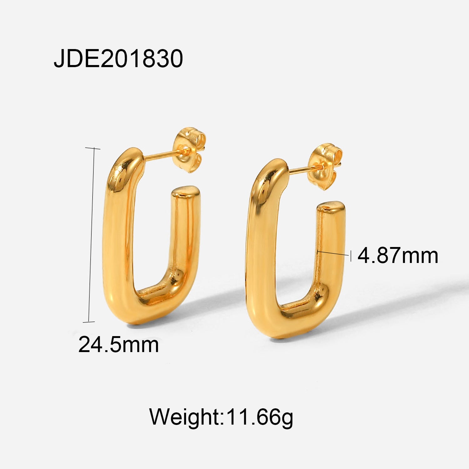 2H Fashionable Simple  Earrings Studs 18K Gold Stainless Steel Geometric Earrings Jewelry for Women