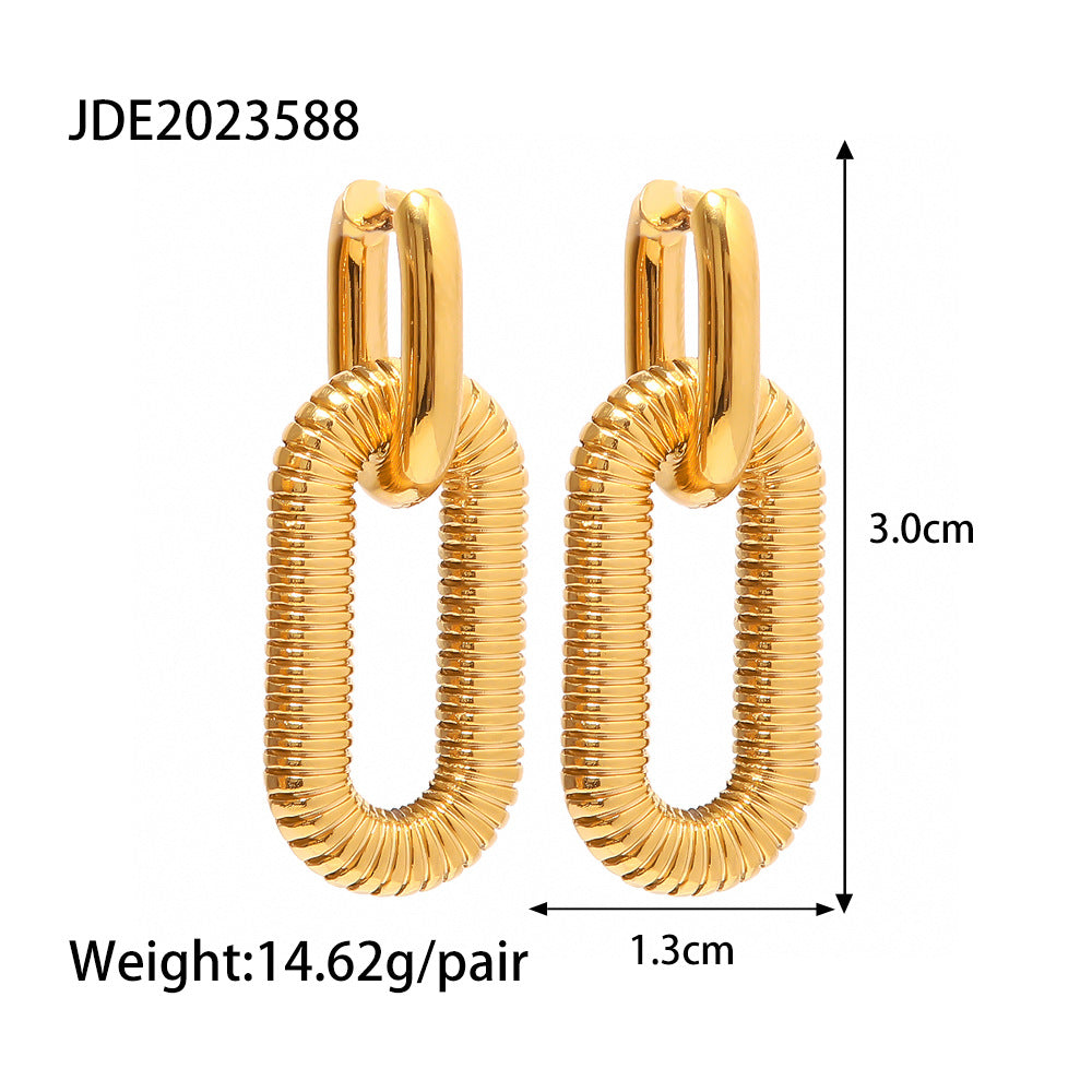 New Exaggerated Style18K Gold-plated Stainless Steel Chain Earrings Jewelry Trendy Fashion Ear Accessories