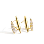 E0104Pointed Double-Layer Earrings for Women Silver Needle Metal Ear Jewelry Micro-Inlaid Earrings Trendy Fashion