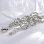 B0189 Chain Braided Bracelet For Women Silver Hip Hop Punk Retro
