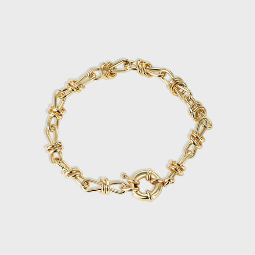 18K Gold-Plated Brass Bow Knot Chain Bracelet featuring chain detailing