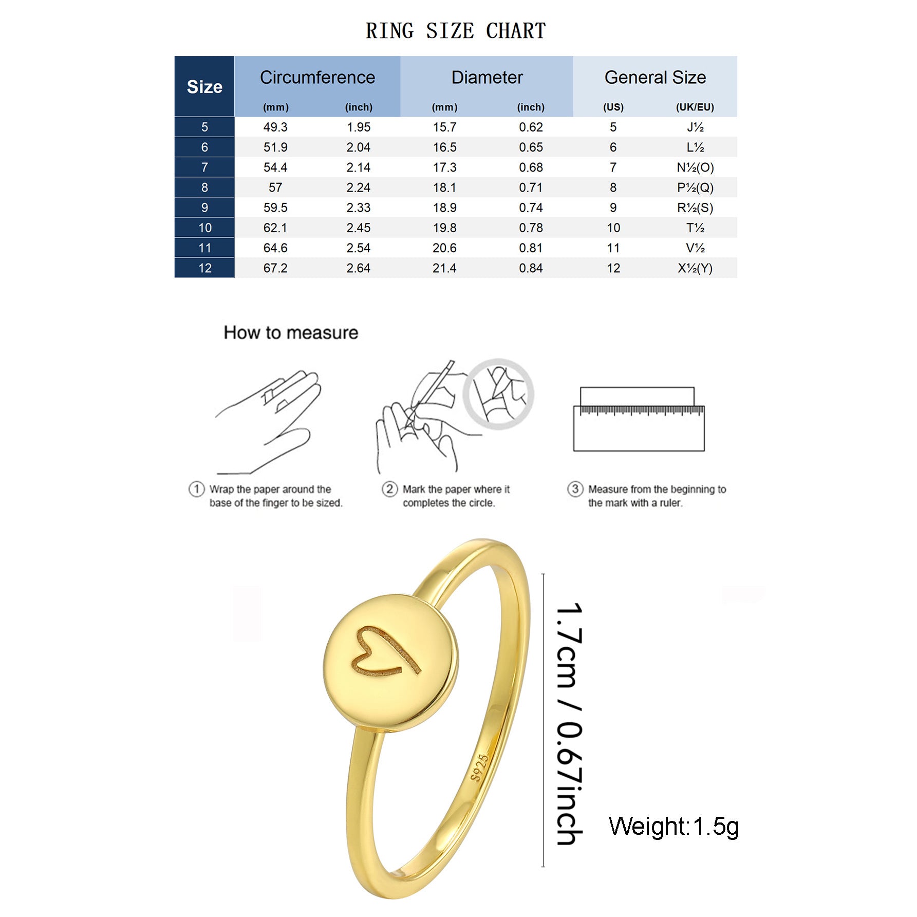 SR0030 S925Silver Heart Ring for Women Simple Unique Design