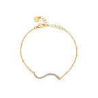 B0007 Small S Curved Bracelet Diamond-encrusted wavy twisted wire Gold-Plated Copper Jewelry