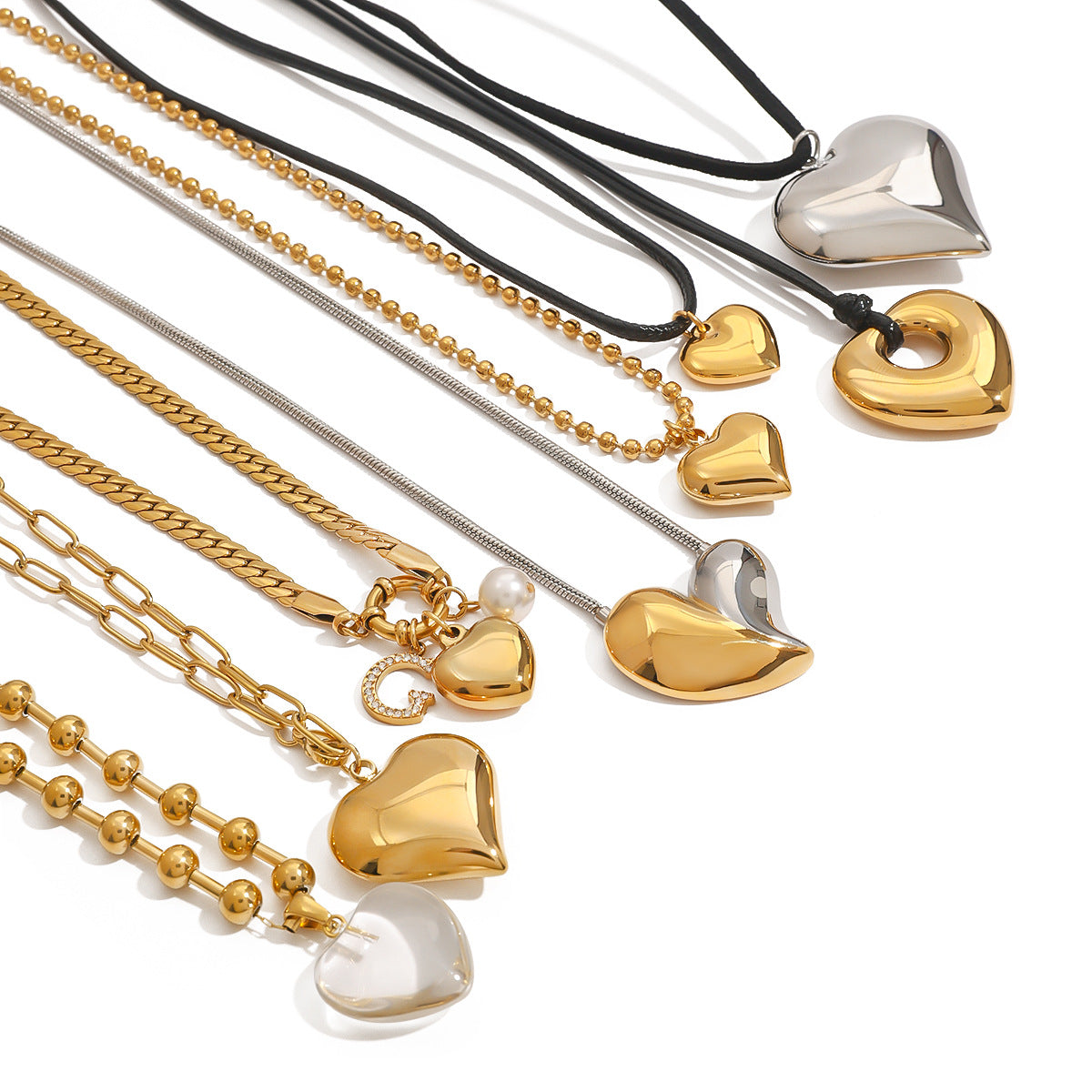 Stainless Steel Heart Pendant Necklace Collarbone Chain Jewelry necklace