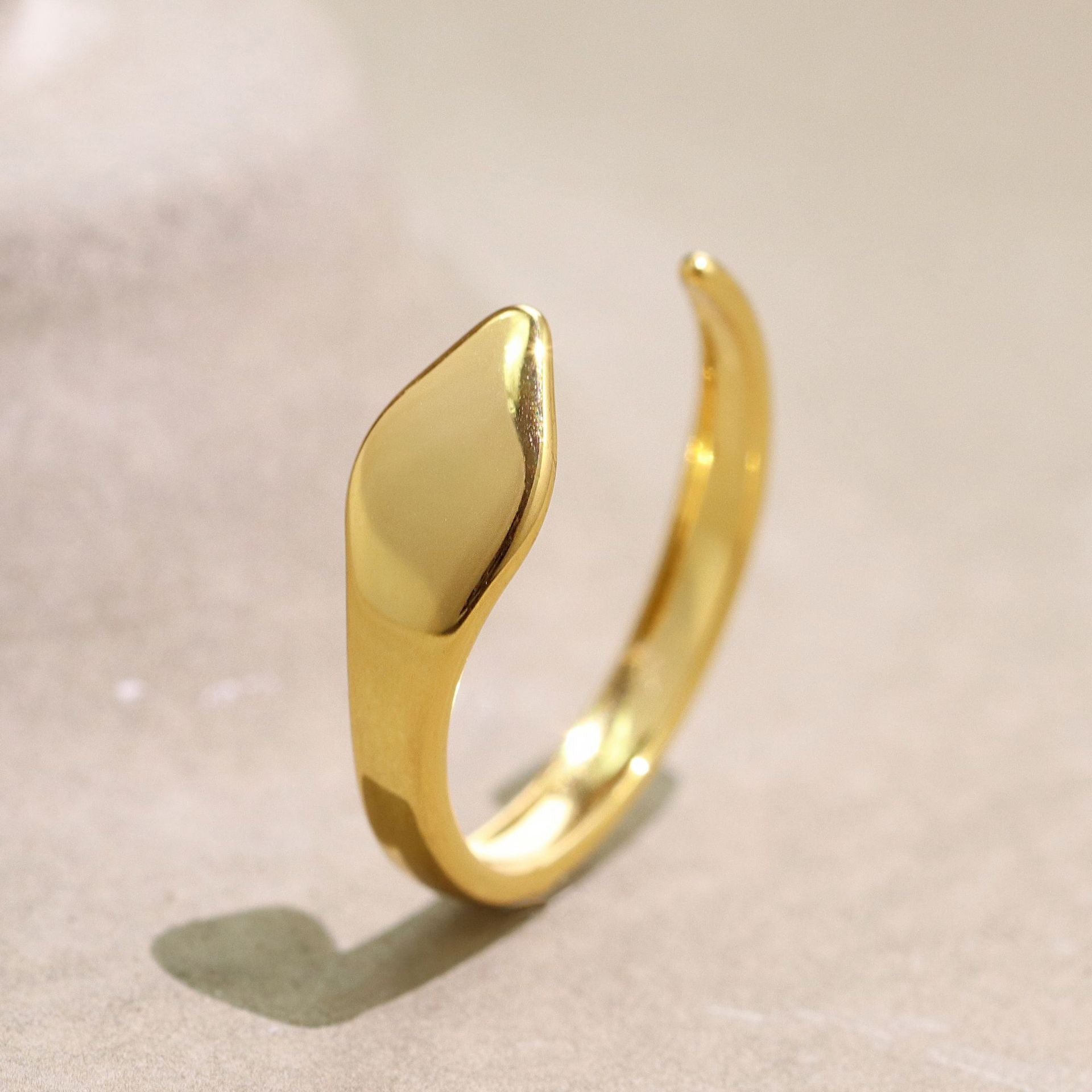 CYR0719 Minimalist gold Irregular Wave Water Drop Open Ring for Women