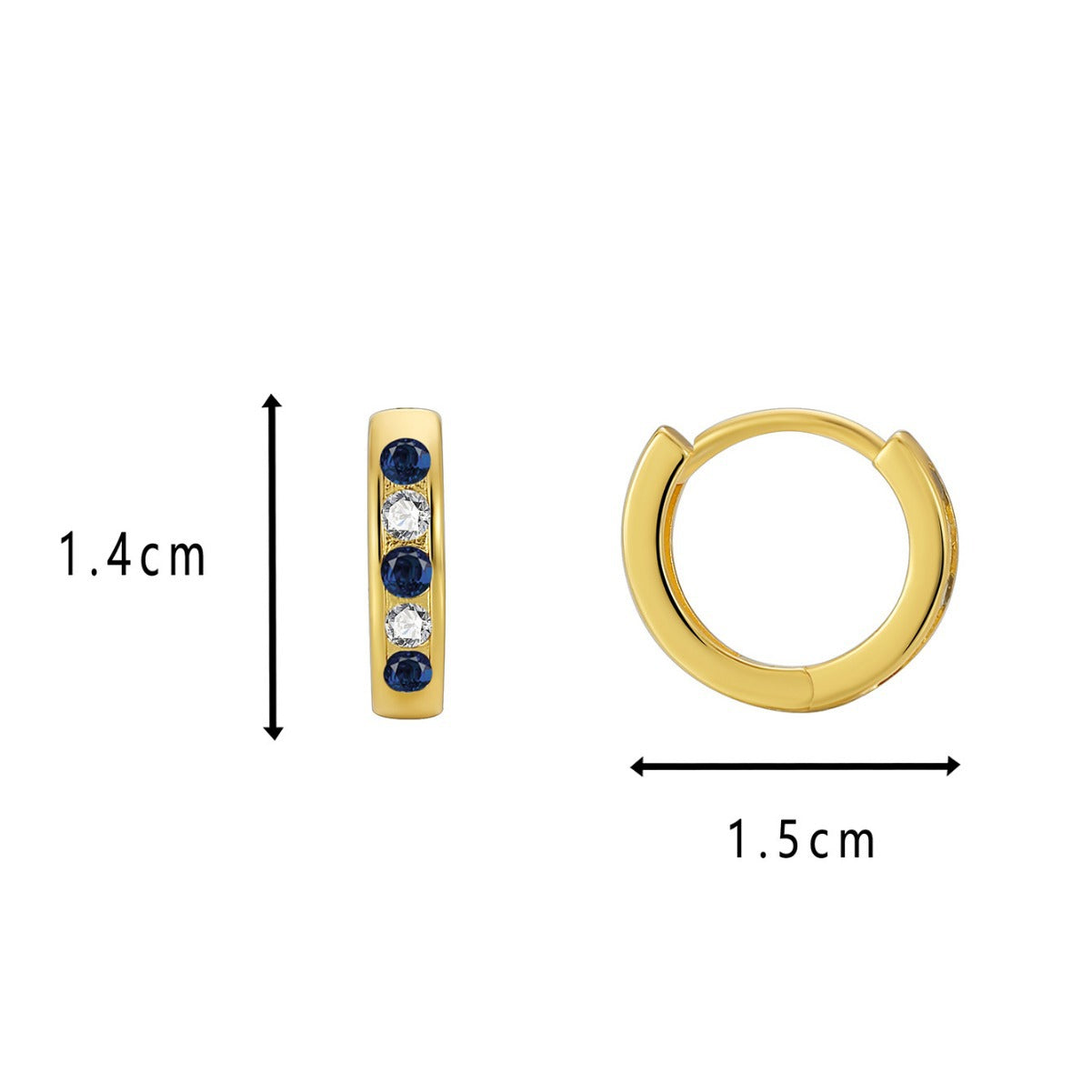 E0603 Fashion New Simple Plain Hoop Unisex Earrings Minimalist Inlaid Two-tone Zircon Hoop