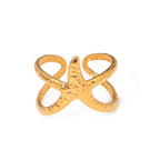 Stainless Steel Open Starfish Ring Ocean Jewelry rings