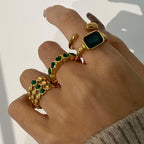 Stainless Steel Heart Zircon Ring rings