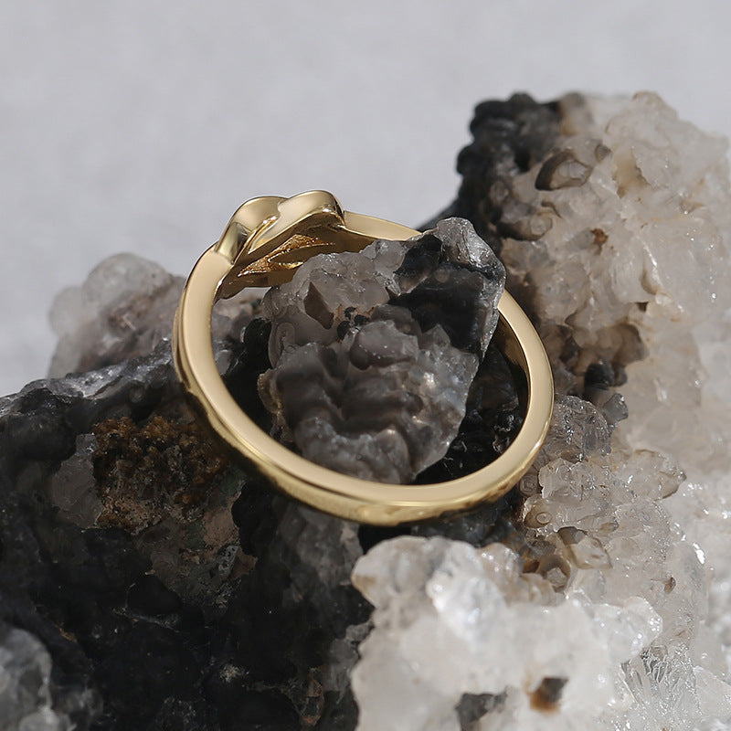 R0563 Simple and Unique Design Knot Ring for Women, Copper Plated with Real Gold, Fashionable Ring