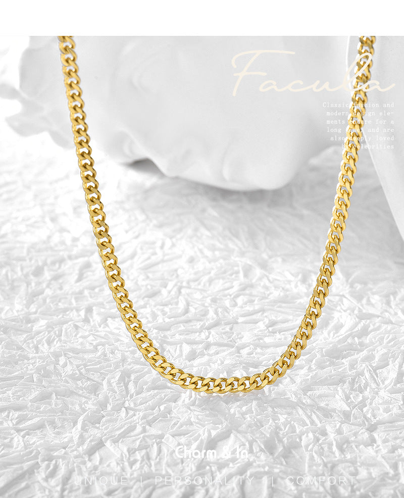 N0098 Cuban Gold Chain Necklace Minimalist Street Style Chain Simple Chain