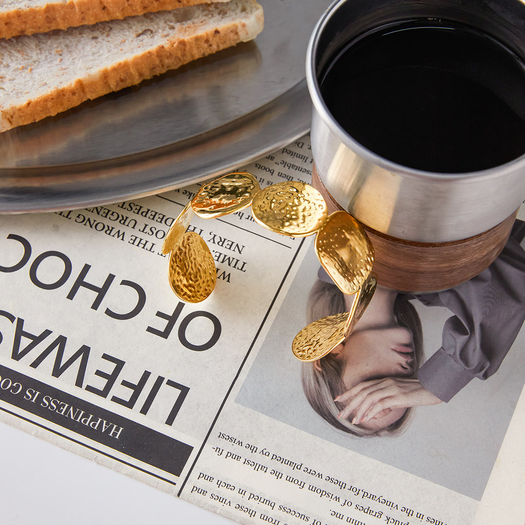 Hammered Open Bracelet Jewelry Non-Fading Stainless Steel Accessories for Women