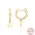 Cross Evil Eye Moon 925 Sterling Silver Earrings — earring silhouette — alternate angle 2 — jewelry finish and design detail