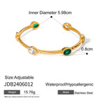 Original Green Zirconia Ring Non-Fading Jewelry Stainless Steel Bracelet Accessories