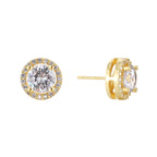 E0748 French Style Exquisite Simple Geometric Round Design Earrings for Women Gold-Plated Versatile Zircon Earrings