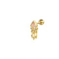Triangle Zircon Tassel 925 Sterling Silver Cartilage Earring — earring silhouette — alternate angle 2 — jewelry finish and design detail