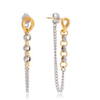 Stainless Steel Color Block Chain Tassel Earrings Studs18K Ornament
