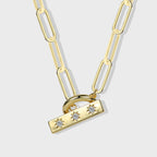 N0195 Copper plating18K gold Paper Clips Square Brand Star Inlaid with Zirconia OT Couple Necklace Jewelry
