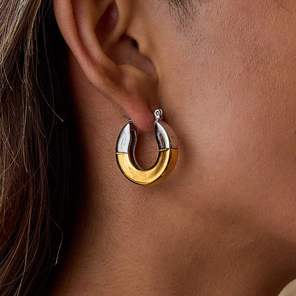 2H Stainless Steel Color Block Earrings Non-Fading Stud Earrings for Women