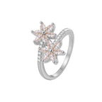 R0499 Korean Creative Versatile Mori Style Small Fragrance Flower Ring for Women Fresh Fashion Zircon Double Flower Ring