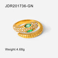 Gold-Plated Brass Snake Cubic Zirconia Adjustable Ring for curated everyday jewelry assortments — jewelry finish and design detail
