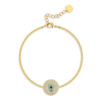 B0154 Creative Design Bracelet for Women with Eye Resin Micro Inlay White Zircon Demon Eye