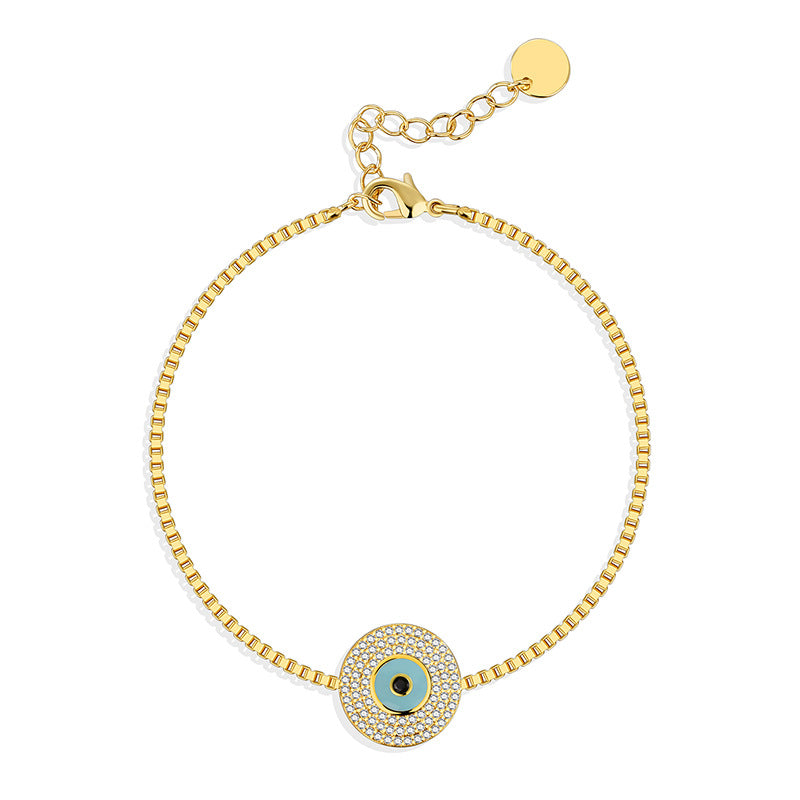 B0154 Creative Design Bracelet for Women with Eye Resin Micro Inlay White Zircon Demon Eye