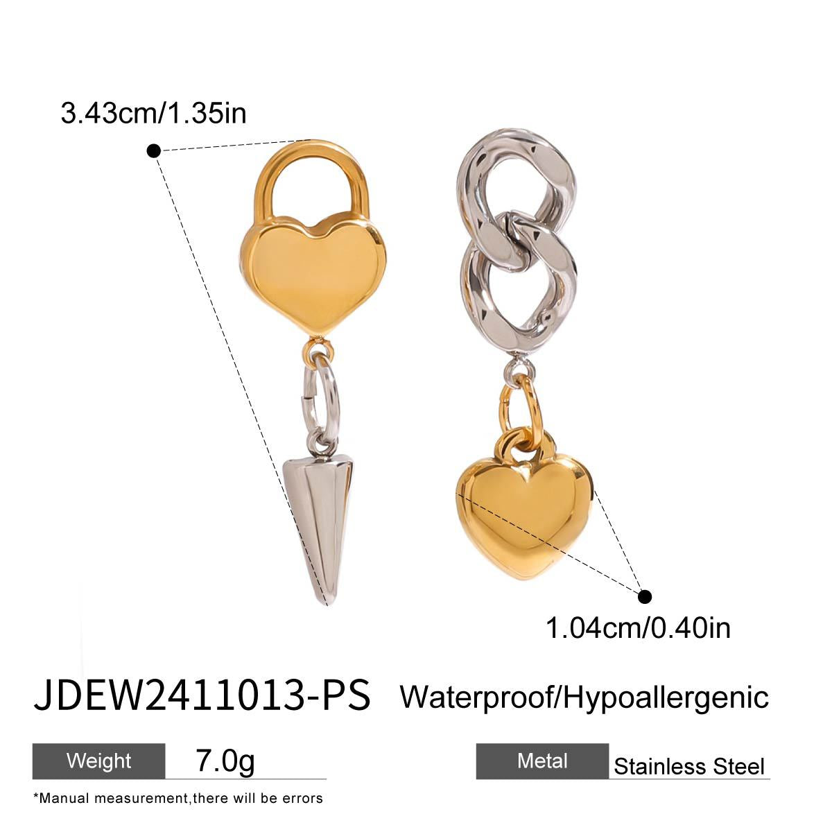 Color Matching Jewelry Stainless Steel Love Heart Necklace Ring Non-Fading Earrings