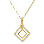 SN0009 S925 Silver Hollow Quadrilateral Pendant Necklace