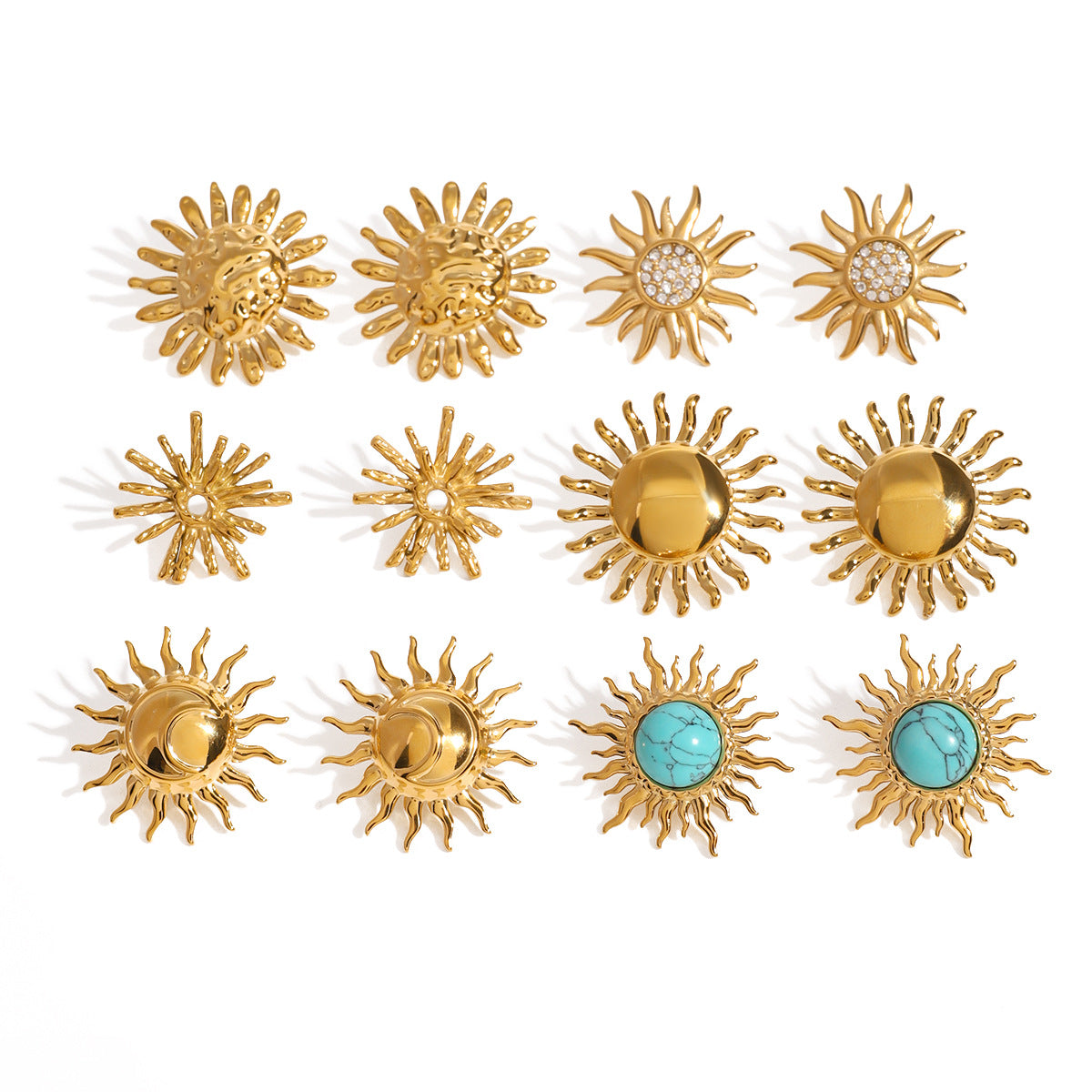 Stainless Steel Turquoise Earrings Zircon Stud Earrings Ear Jewelry Earrings