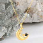 Sterling Silver Star Moon Pendant Necklace