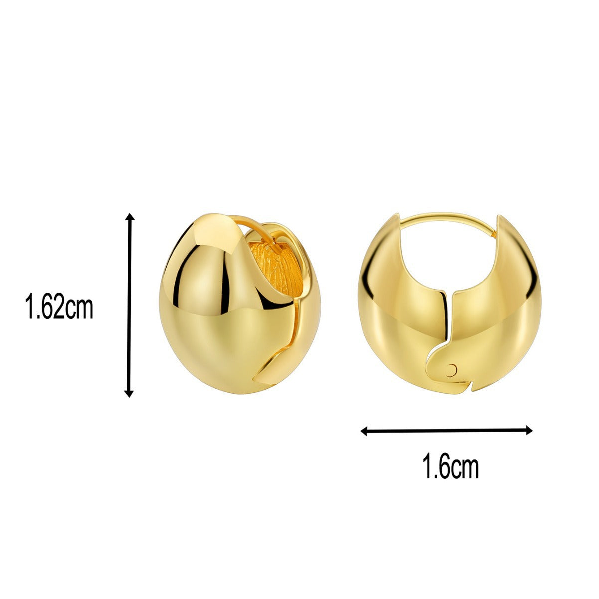 E0622 Creative Fashion Simple Round Ball Earrings for Women Copper Plated Real Gold Smooth Minimalist Style Ear Jewelry
